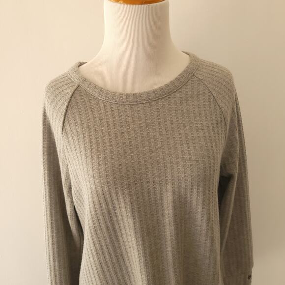 Chaser Thermal Waffle Long Sleeve Tee Gray Raglan Sleeve Medium - Picture 5 of 11